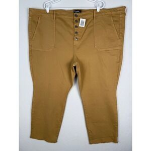 NEW Torrid High Rise Jeans Womens 26R Tobacco Brown Button Fly Frayed Hem